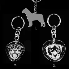 Plexi kulcstartó - Rottweiler kutya fej