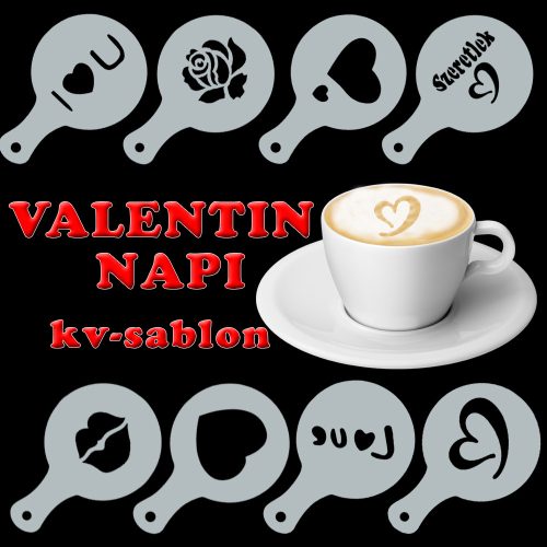 Kávé sablon Valentin-napra (8db)